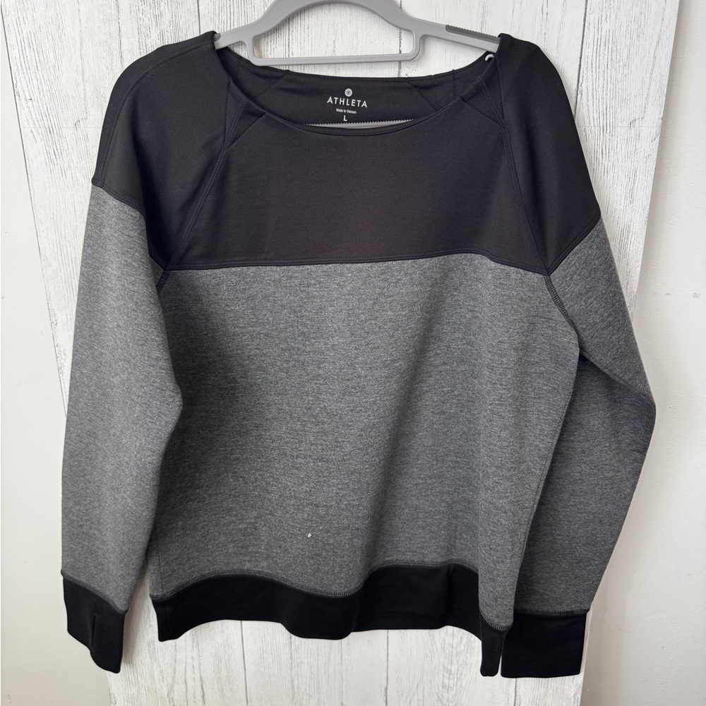 Athleta Women's Fuse Sweatshirt Colorblock Black and Gray